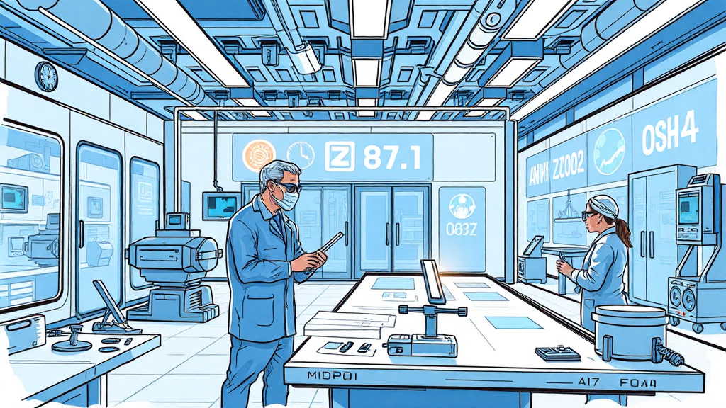 Sciencistoj laborantaj en futurisma laboratorio.