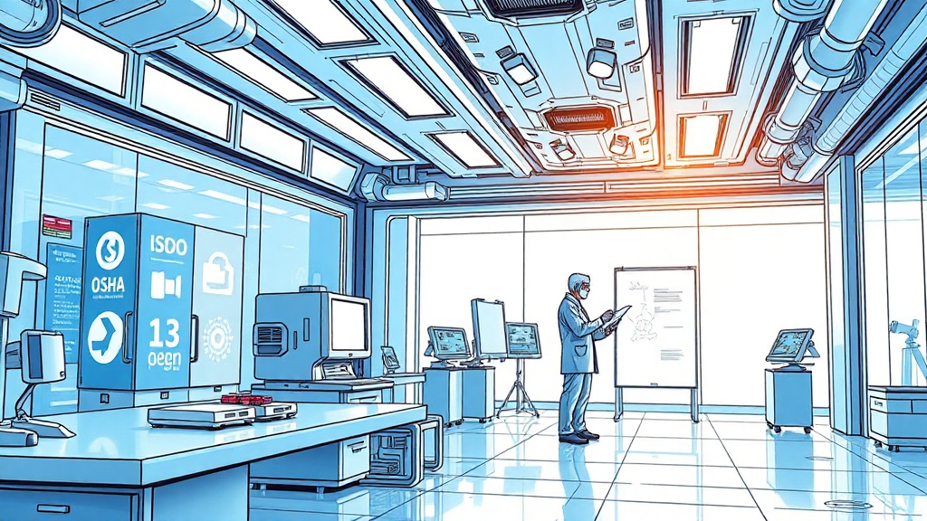 Modern lab with scientist reviewing data on board.