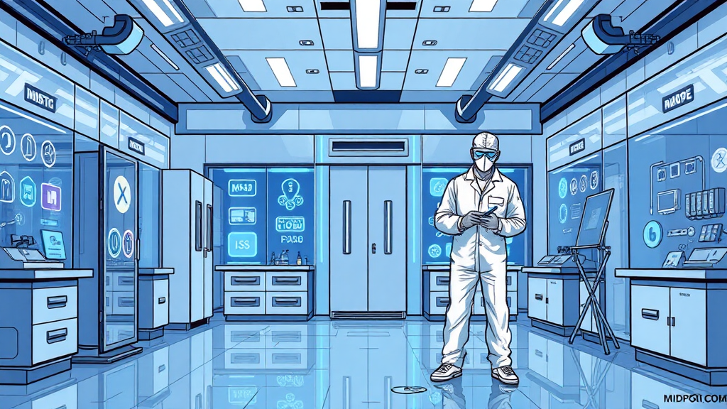 スクリーン付きの未来の技術ラボの科学者。