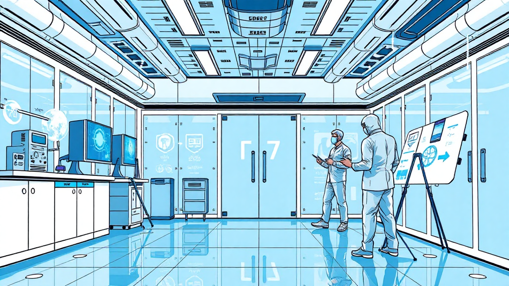 Laboratoire futuriste avec des scientifiques analysant les données.