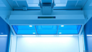 Modern industrial machine with blue panels