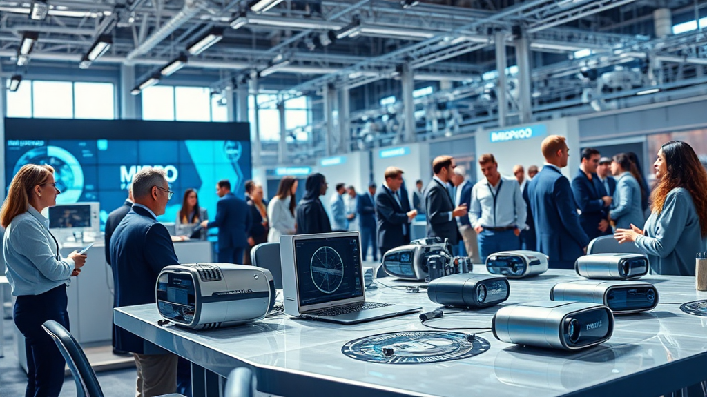 Business conference with networking and technology display.