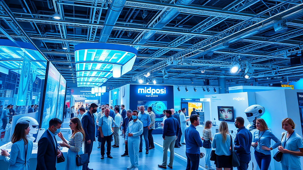 People networking at a tech conference event.