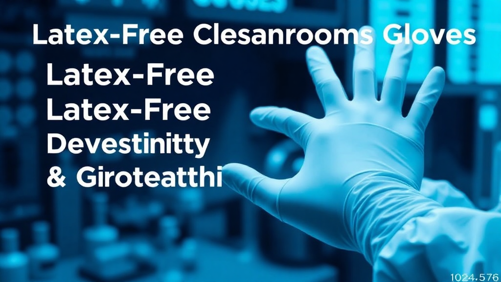 Person wearing latex-free gloves in cleanroom.