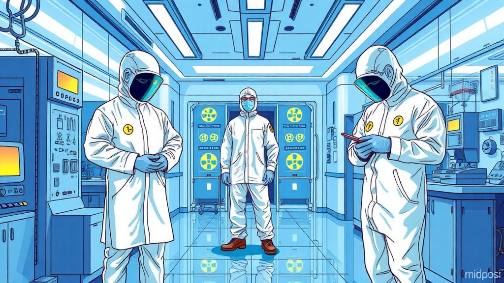 Scientists in hazmat suits inside futuristic laboratory