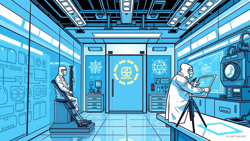 Laboratoire futuriste avec des scientifiques travaillant sur des hologrammes.