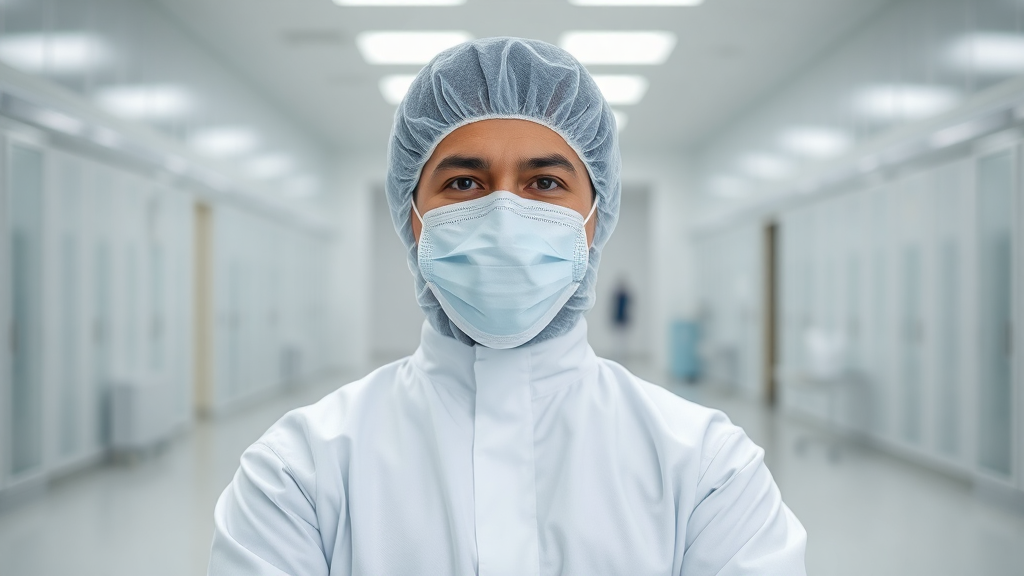 Healthcare worker in sterile hospital environment