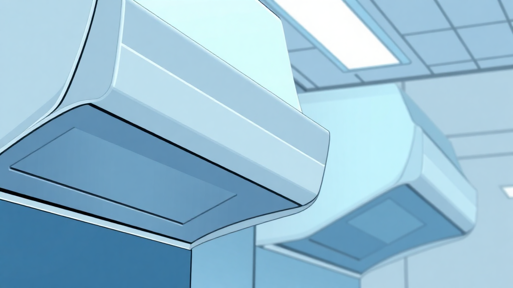 Крупным планом серой вентиляционной единицы на потолке