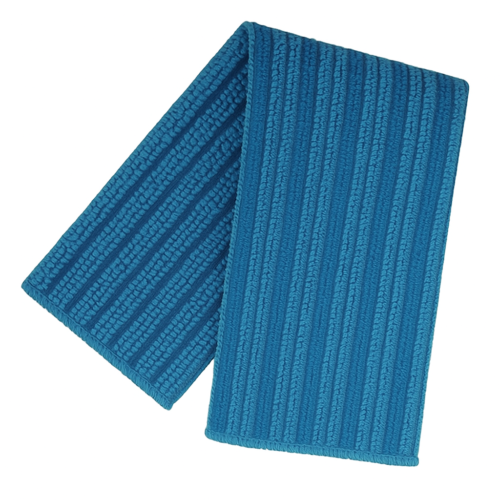 Disposable microfiber pad with blue textured fabric for deep cleaning