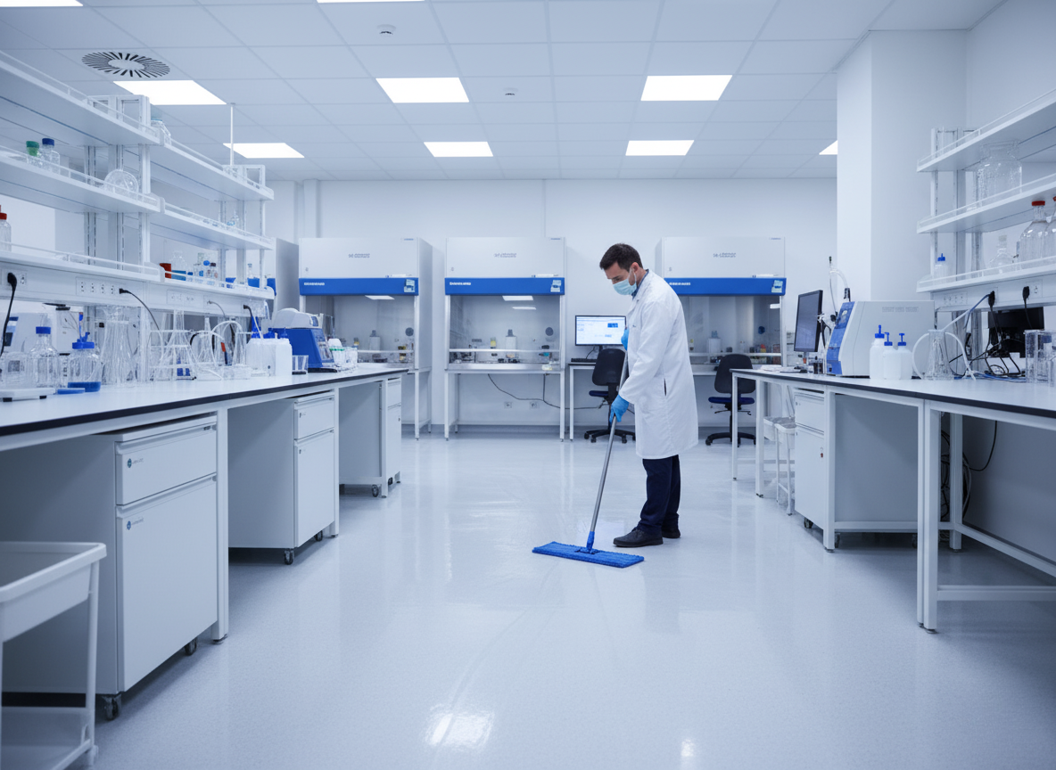 Biotech and laboratory maintenance mopping routine