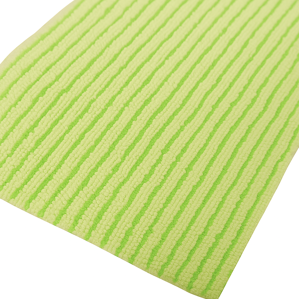 Microfiber pad with dark-blue scrubbing strips