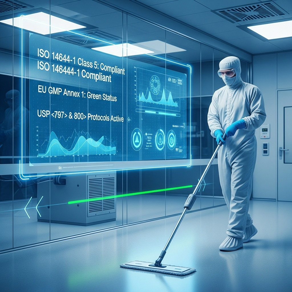 Hospital cleanroom with advanced cleaning equipment