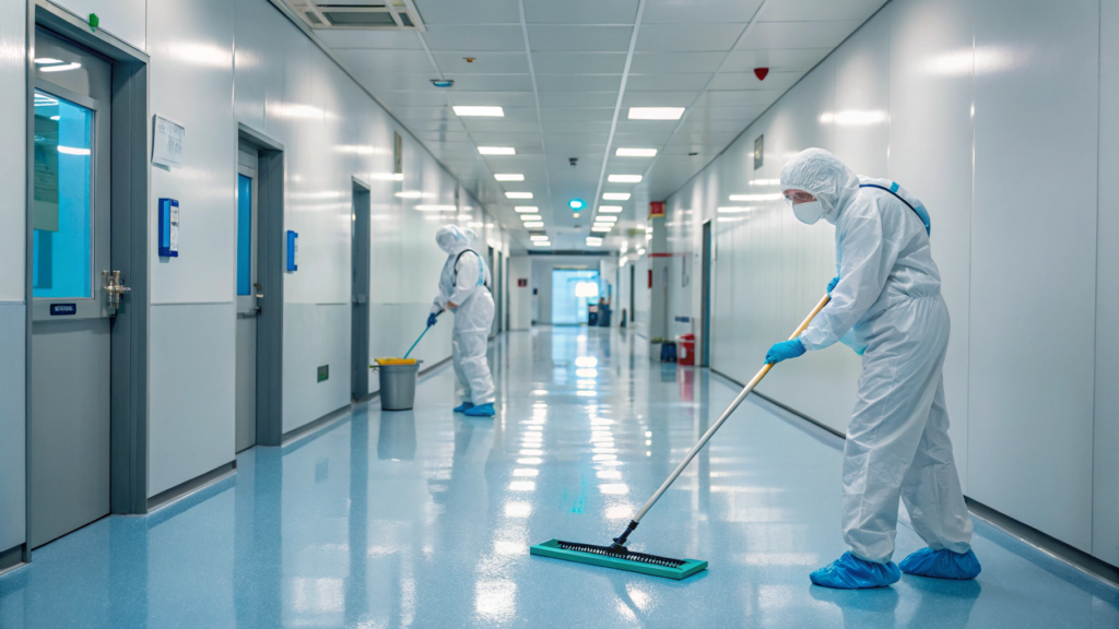 Уборка больниц, швабры, микрофибры, одноразовые подушки для швабры, очистка инфекционного контроля, очистка ISO 14644, соответствие USP 800, EU GMP приложение 1 уборка