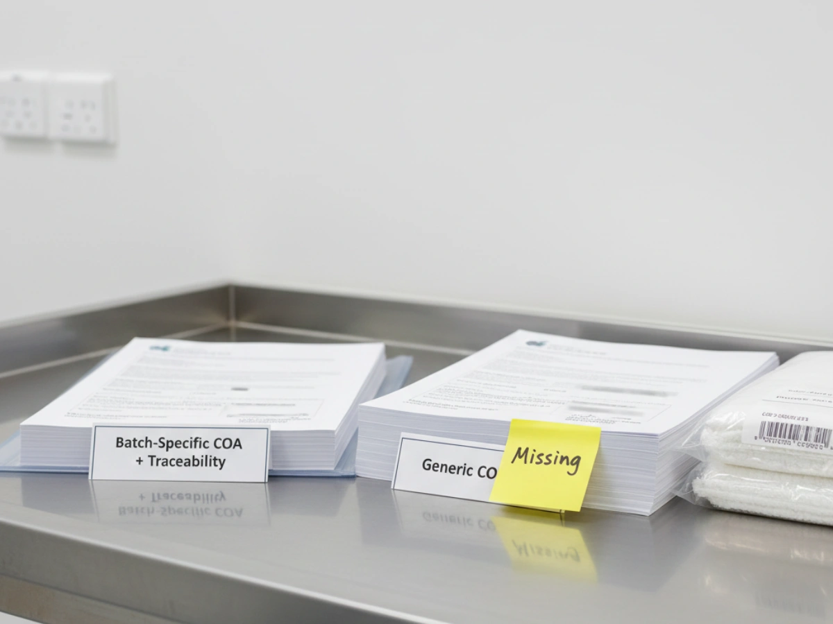 Auditor questions about sterile mop suppliers and batch traceability