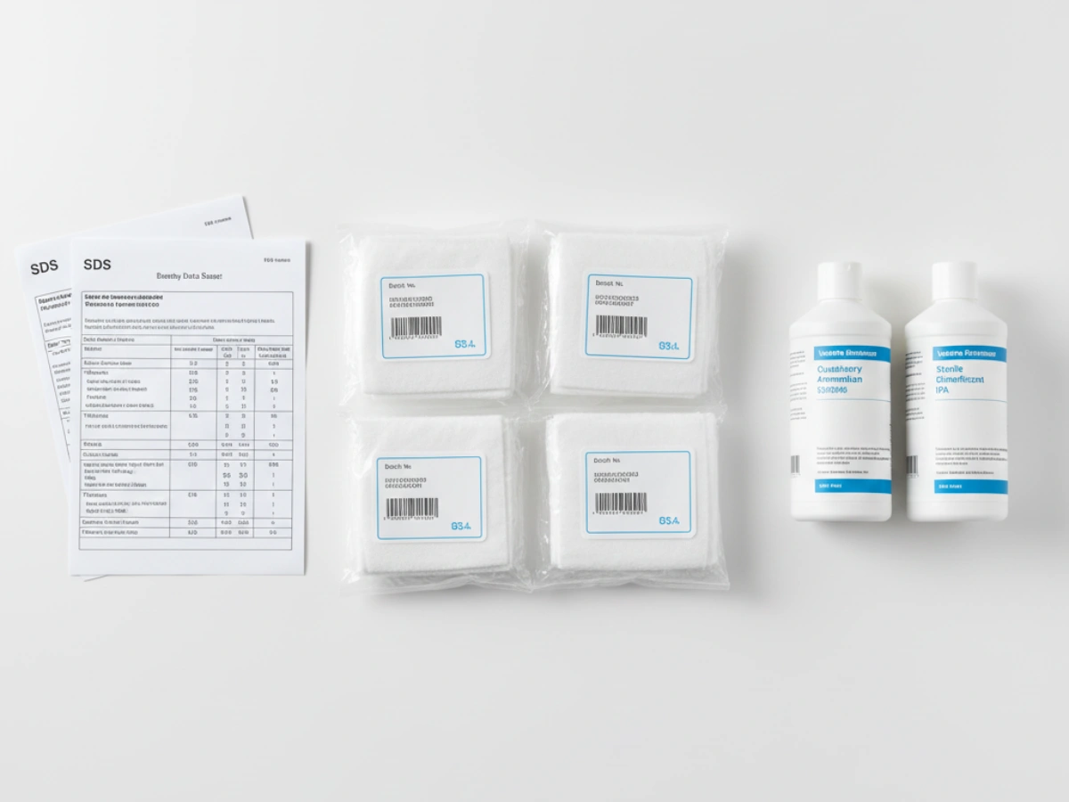 Sterile cleanroom mop materials and disinfectant preparation for GMP cleaning procedures