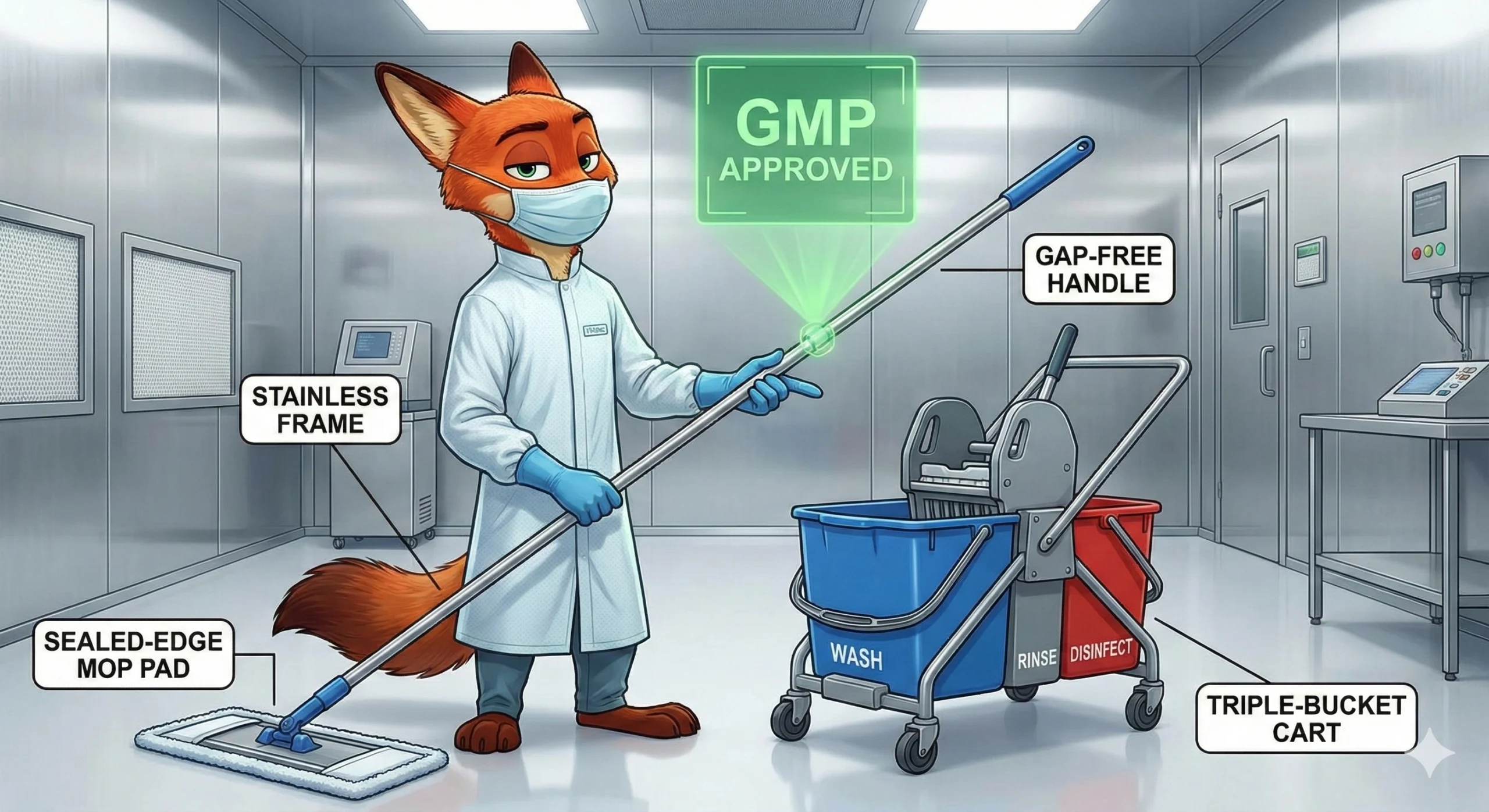 Validation-oriented cleanroom contamination control visual for GMP and ISO environments