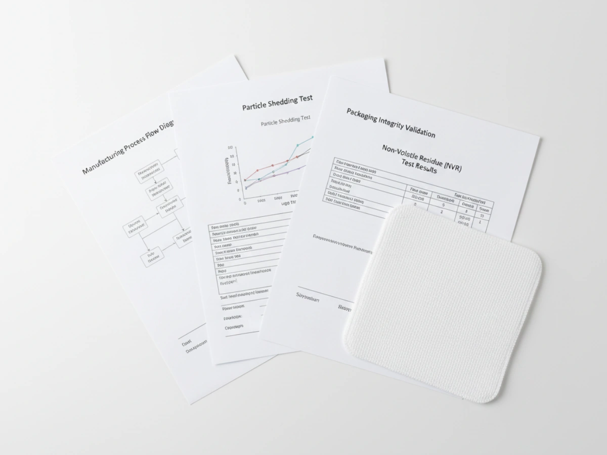 Cleanroom mop validation document set including process control and test reports