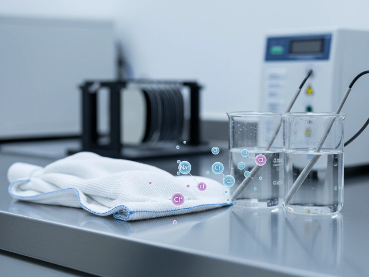 Ionic contamination control using DI water laundered cleanroom mops in semiconductor fabs