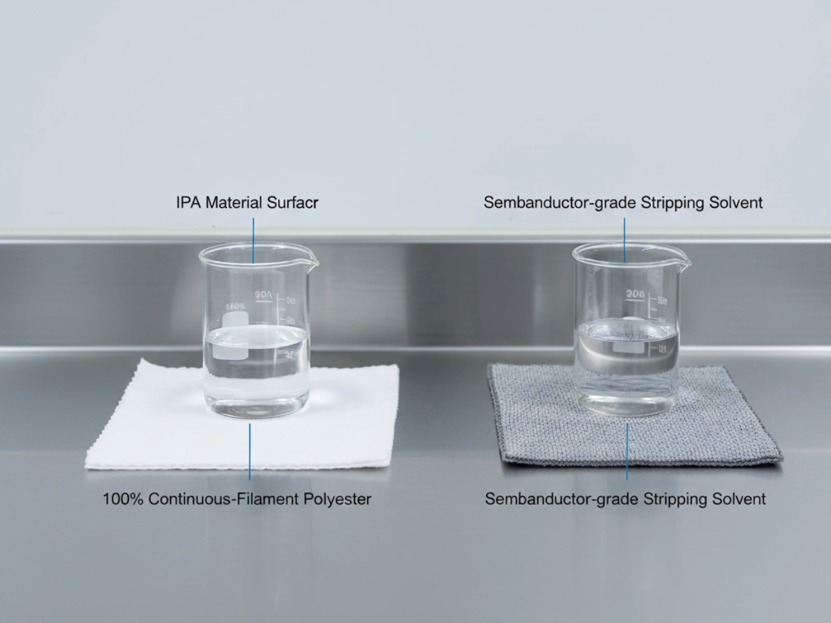 Chemical compatibility of polyester and microfiber mops in semiconductor cleanrooms