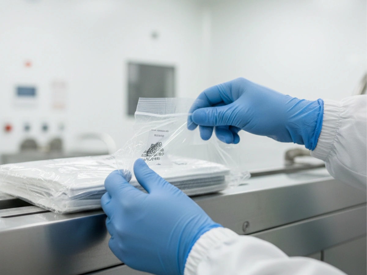 Aseptic transfer and handling of sterile cleanroom mops in pharmaceutical environments