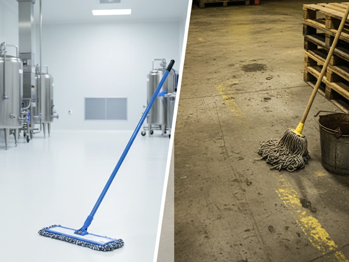Comparison between sterile pharmaceutical cleanroom mop and industrial cotton mop