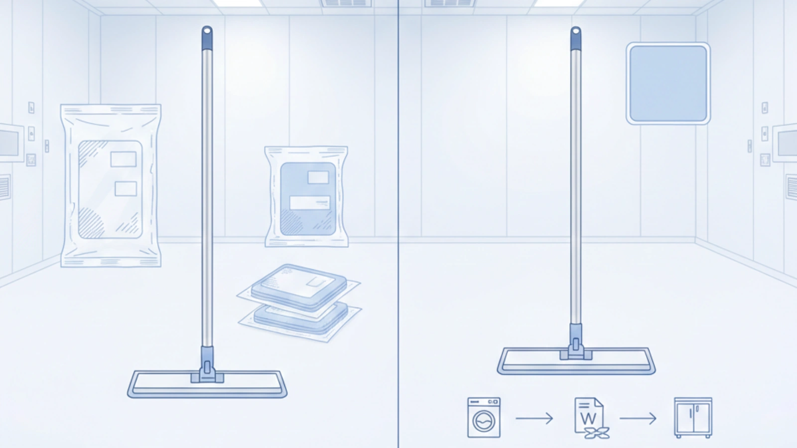 Disposable vs reusable cleanroom mop comparison