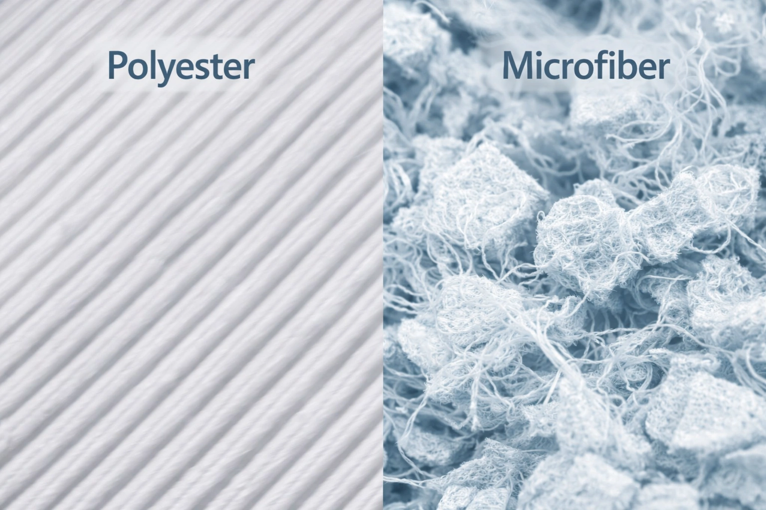 Fiber structure comparison of polyester vs microfiber cleanroom mop materials