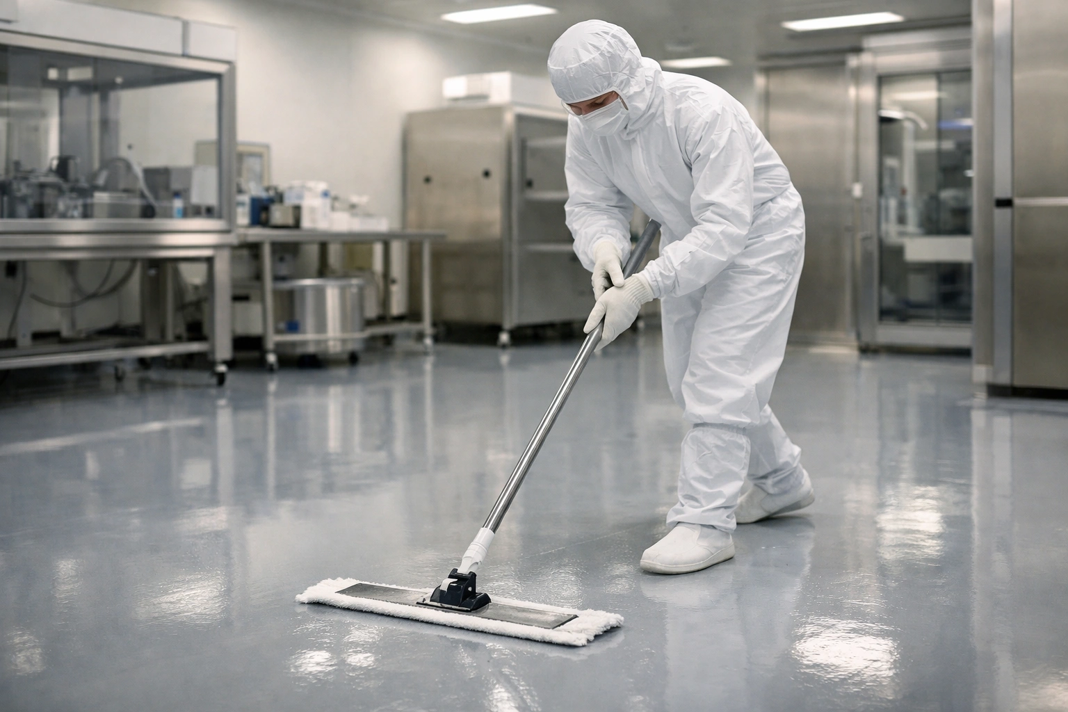 Purĉambra purigadprocezo uzante validigitajn mopsistemojn por Aneksa 1-poluada kontrolo