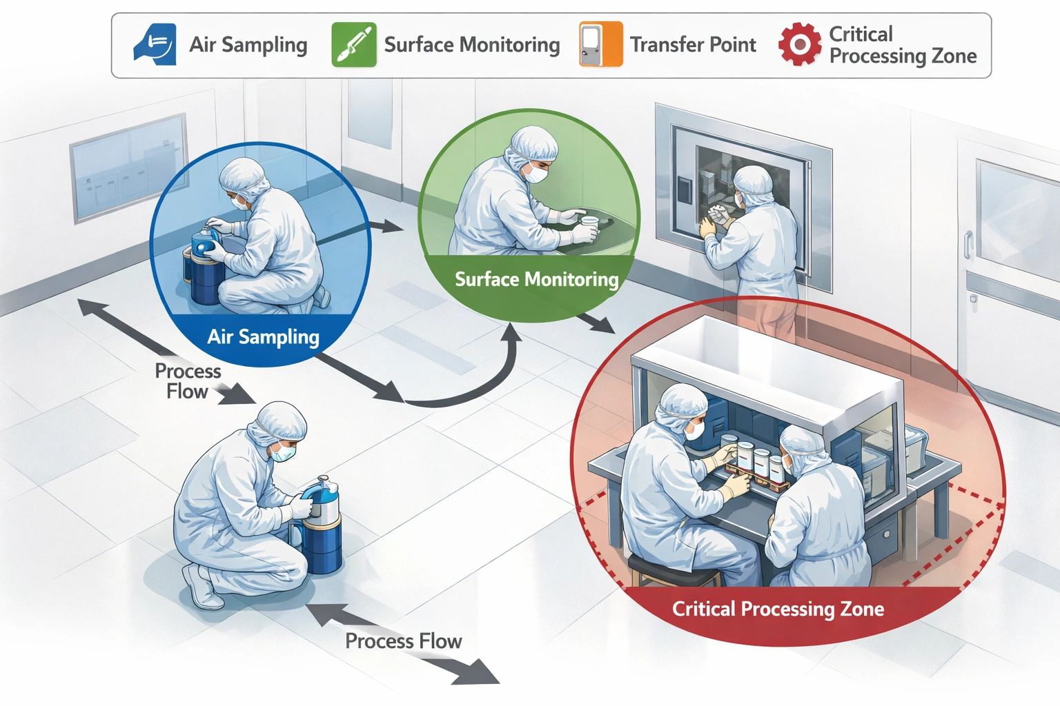 Environmental monitoring locations in pharmaceutical cleanrooms