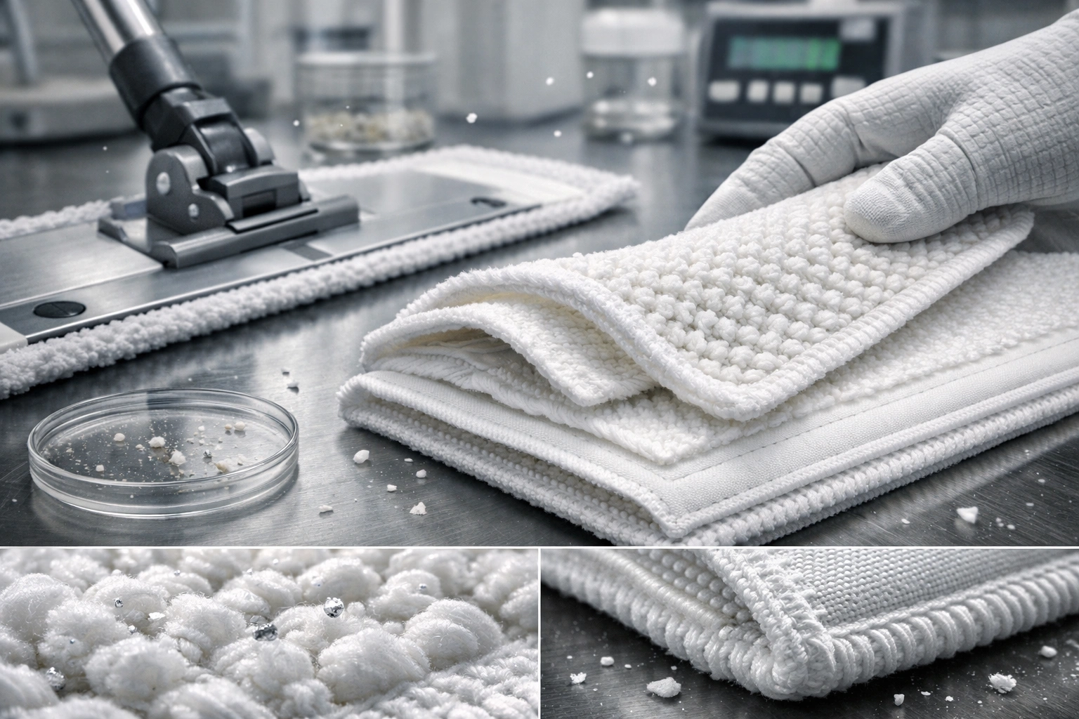 Material validation for cleanroom mops according to ISO 14644 standards