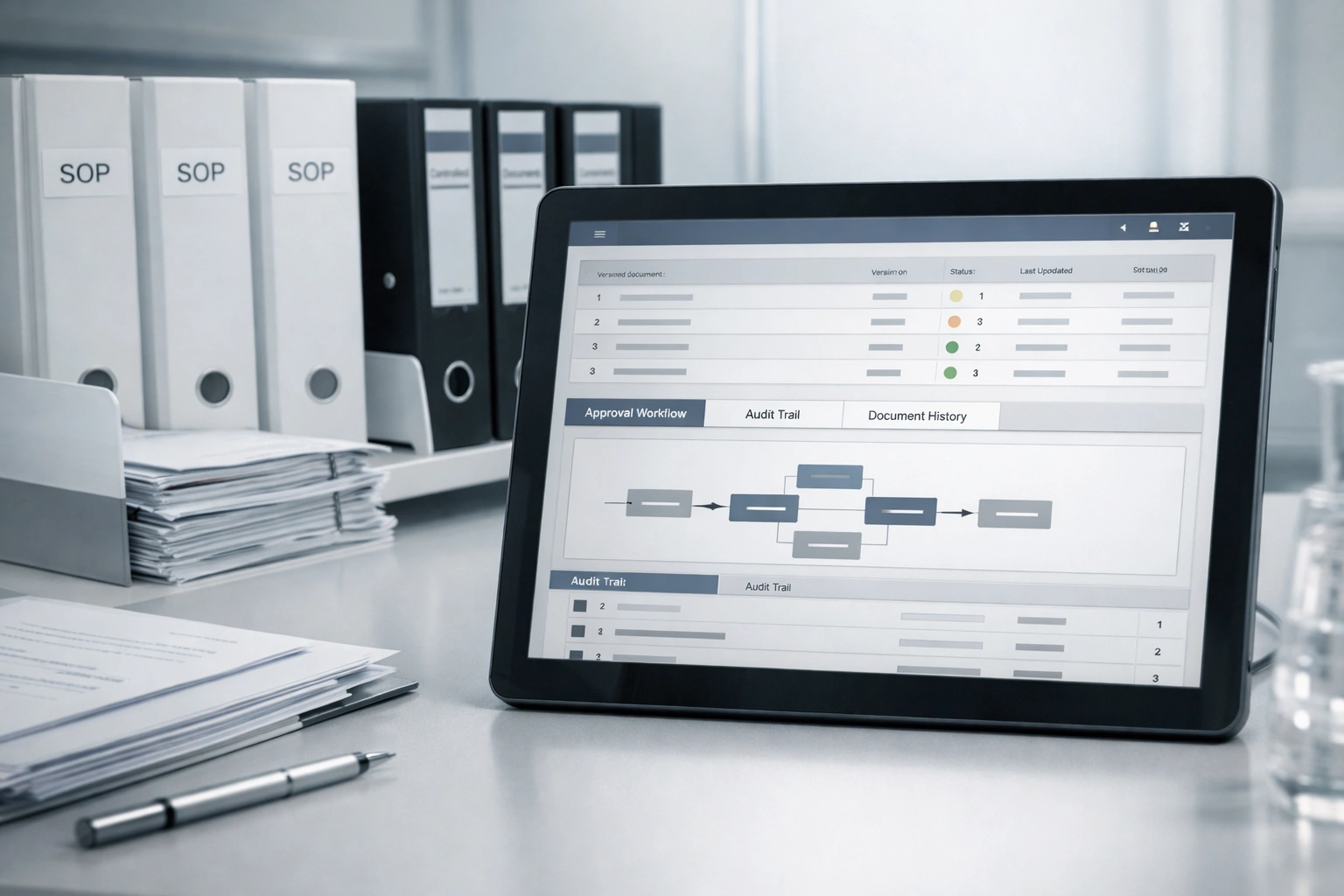 Strukturita purĉambra SOP-dokumentsistemo akordigita kun EU GMP Aneksaĵo 1 postuloj