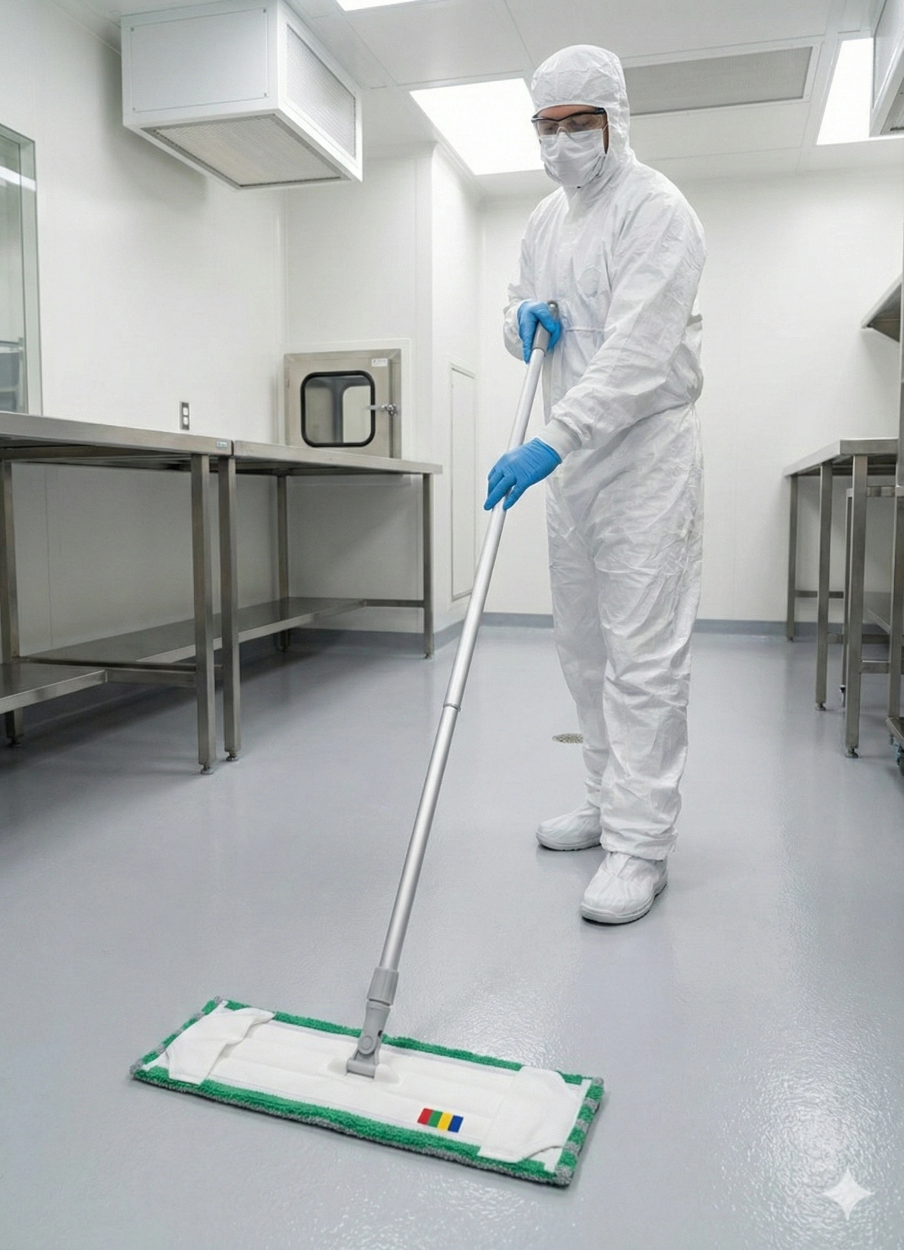 Reinraumbetreiber mit CMP-RUS-008-GREEN Mopp