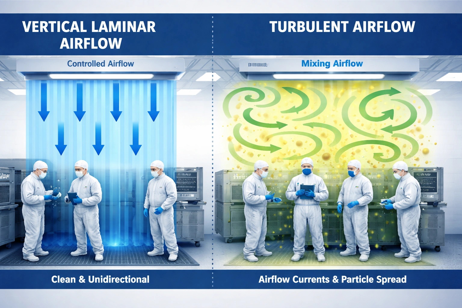 Cleanroom airflow visualization for maintenance verification and contamination control