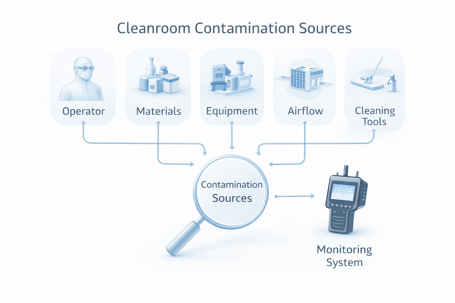 cleanroom contamination sources infographic