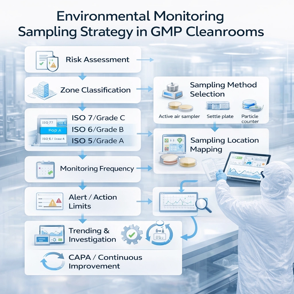 Environmental monitoring sampling strategy in GMP cleanrooms