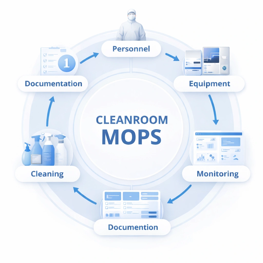 Cleanroom contamination control protocol workflow diagram for GMP and ISO environments