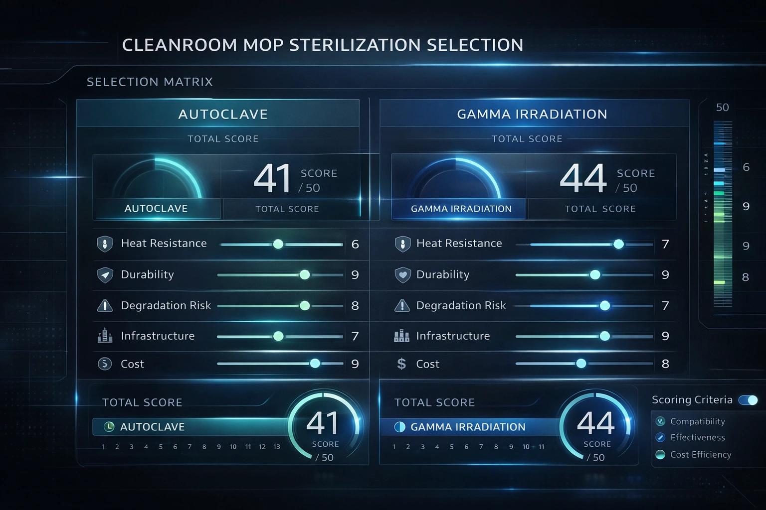 Cleanroom mop cleaning large floor area vs wipes cleaning equipment surface comparison