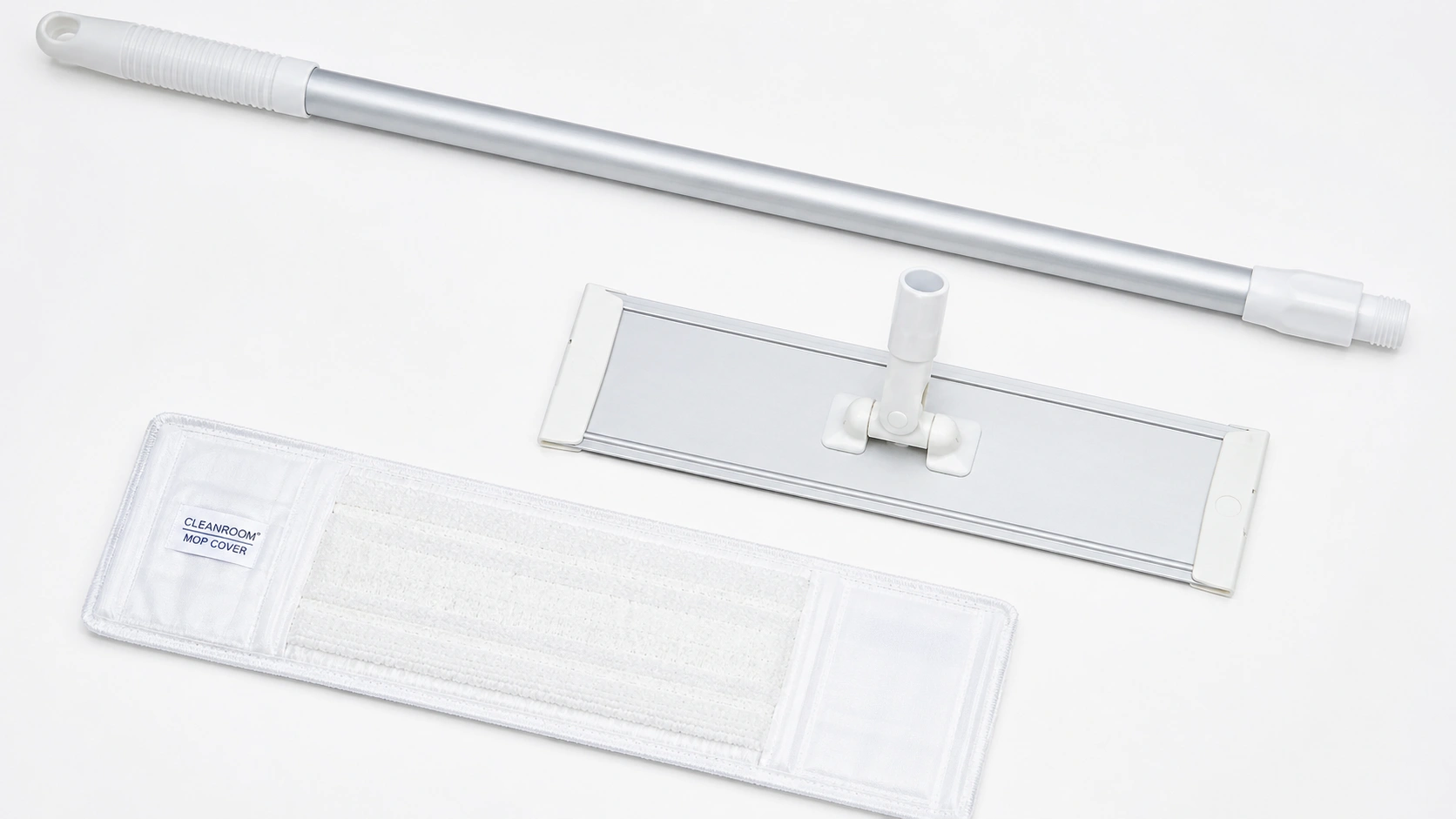 Cleanroom mop head mop cover flat mop frame and handle components