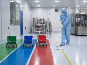 cleanroom mop for GMP facility, GMP cleanroom mop, pharmaceutical cleanroom mop, cleanroom mop for pharmaceutical manufacturing, GMP cleaning SOP