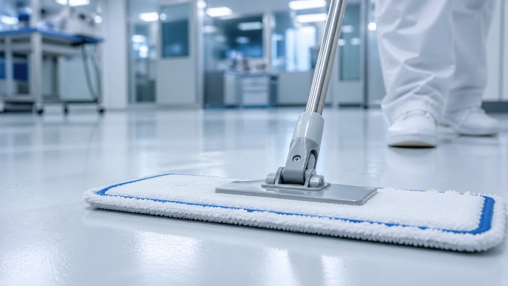 Microfiber and polyester cleanroom flat mop pads comparison