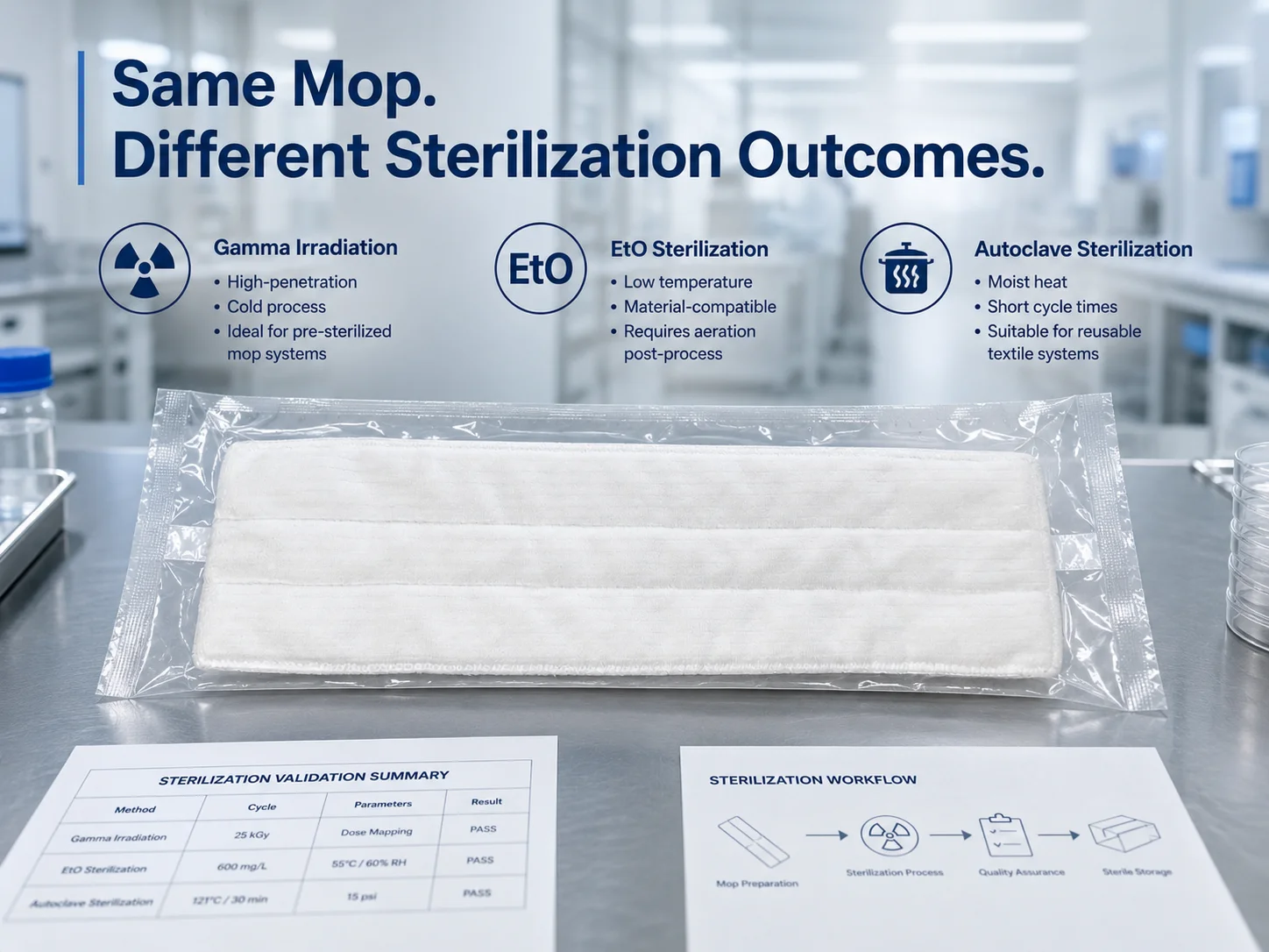 MIDPOSI sterile cleanroom mop series for GMP facility sterilization validation and specification