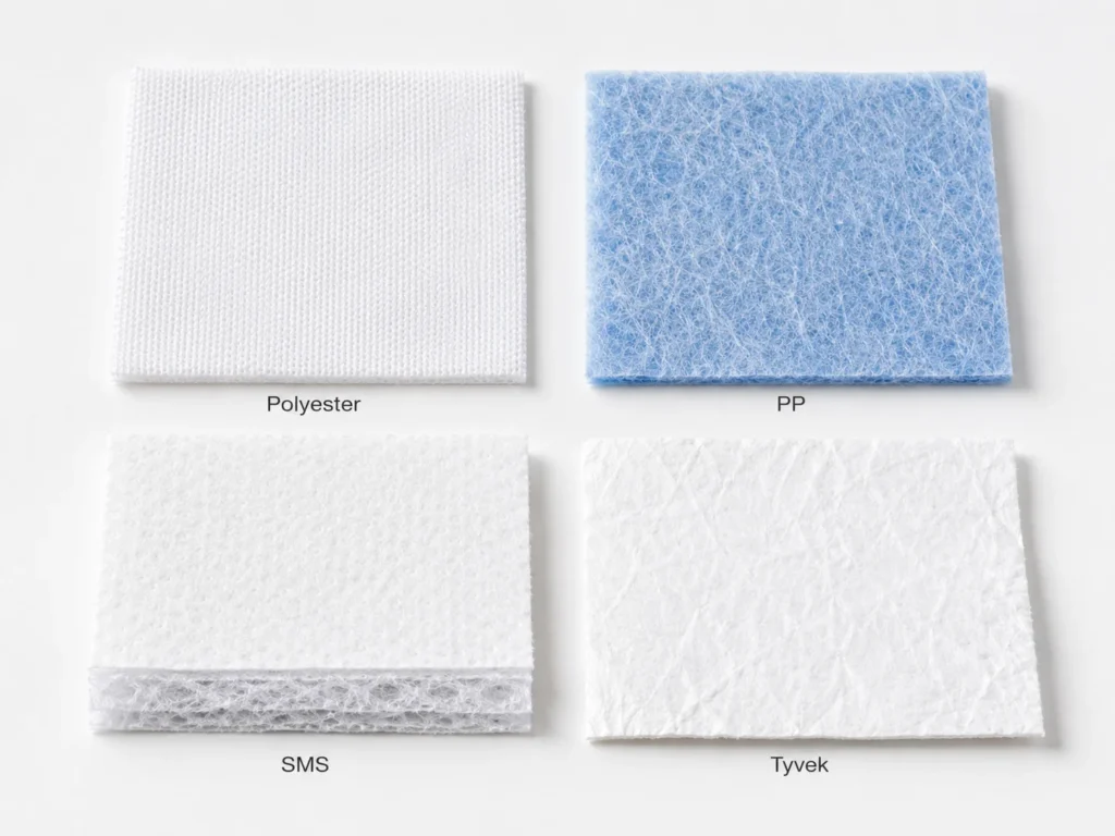 Cleanroom garment fabric materials comparison polyester PP SMS Tyvek
