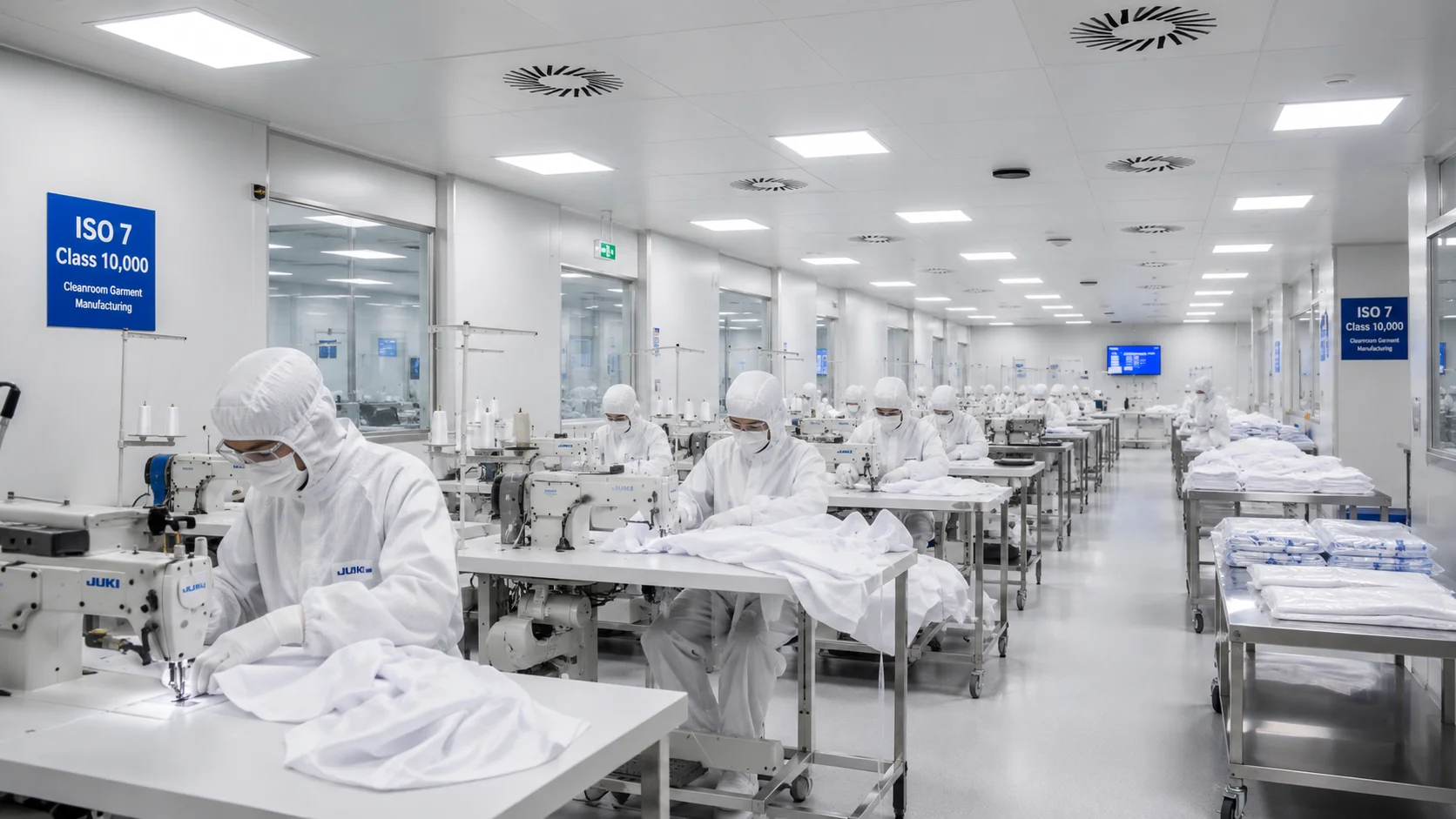 GMP cleanroom garment manufacturing production floor