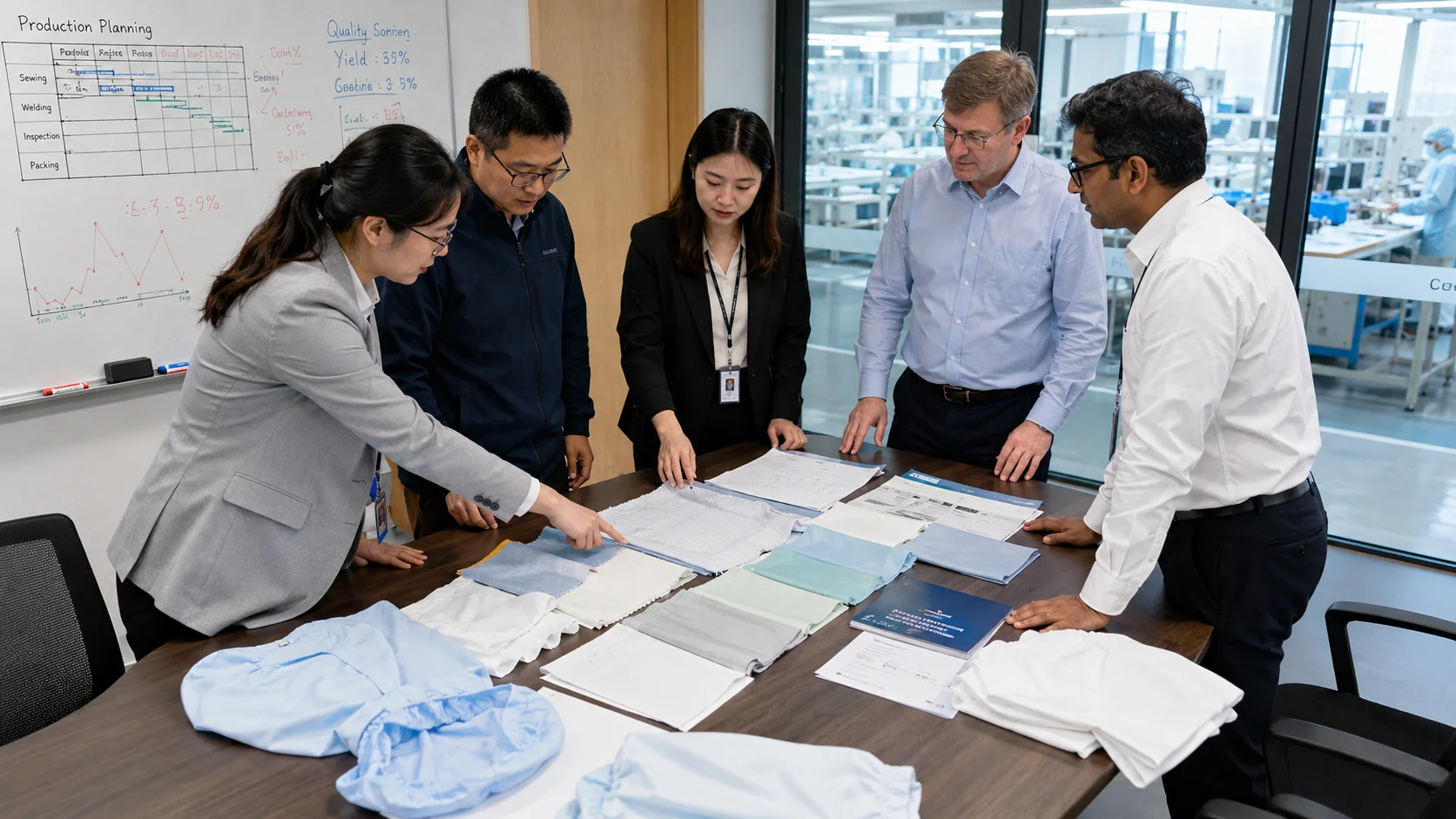 Cleanroom product development team collaboration meeting
