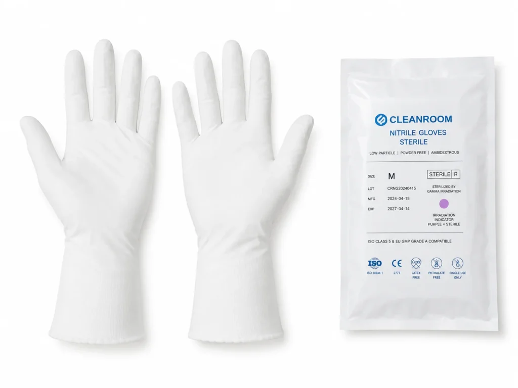 Sterile cleanroom nitrile gloves product display